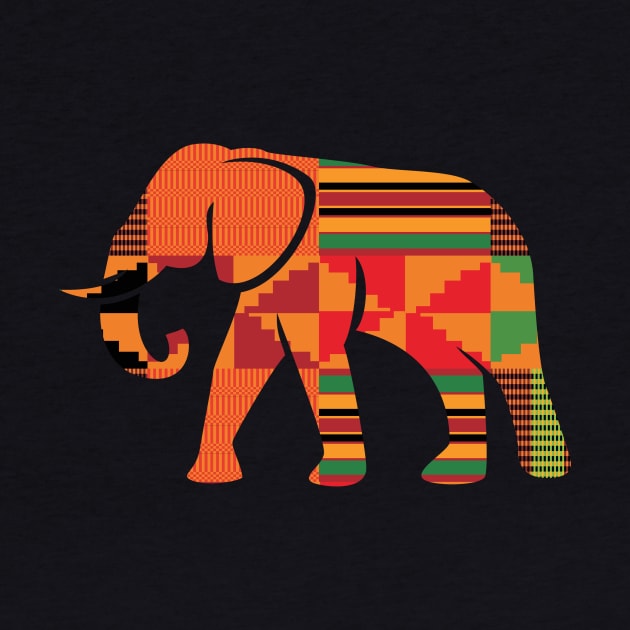 Elephant Animal with African Kente Pattern by kentevibes